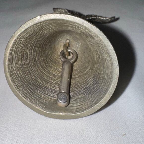 VTG Fort USA Bell w/Guardian Angel Playing Lyre Bell Solid Pewter 3 1/2" Tall - Picture 8 of 9